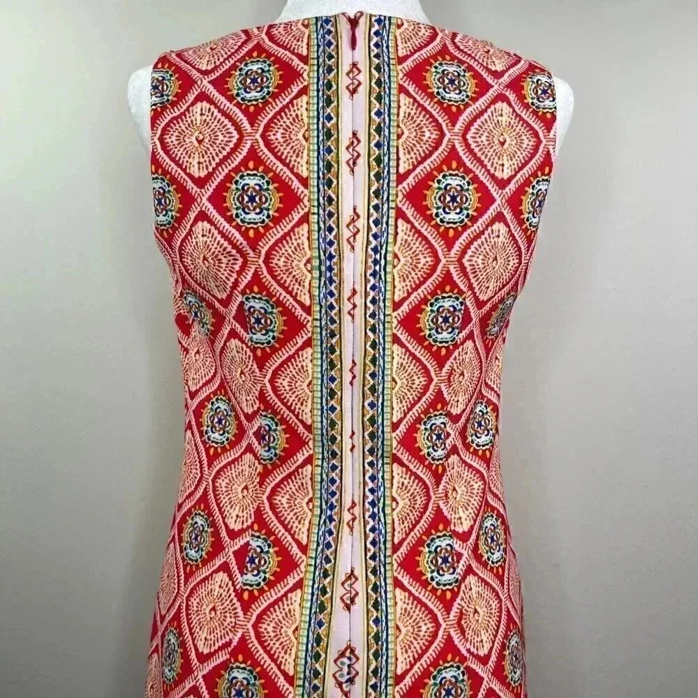 R&K Sleeveless Colorful Pattern Panel Dress - Pink, Blue, Yellow, White - 4 - Picture 12 of 14